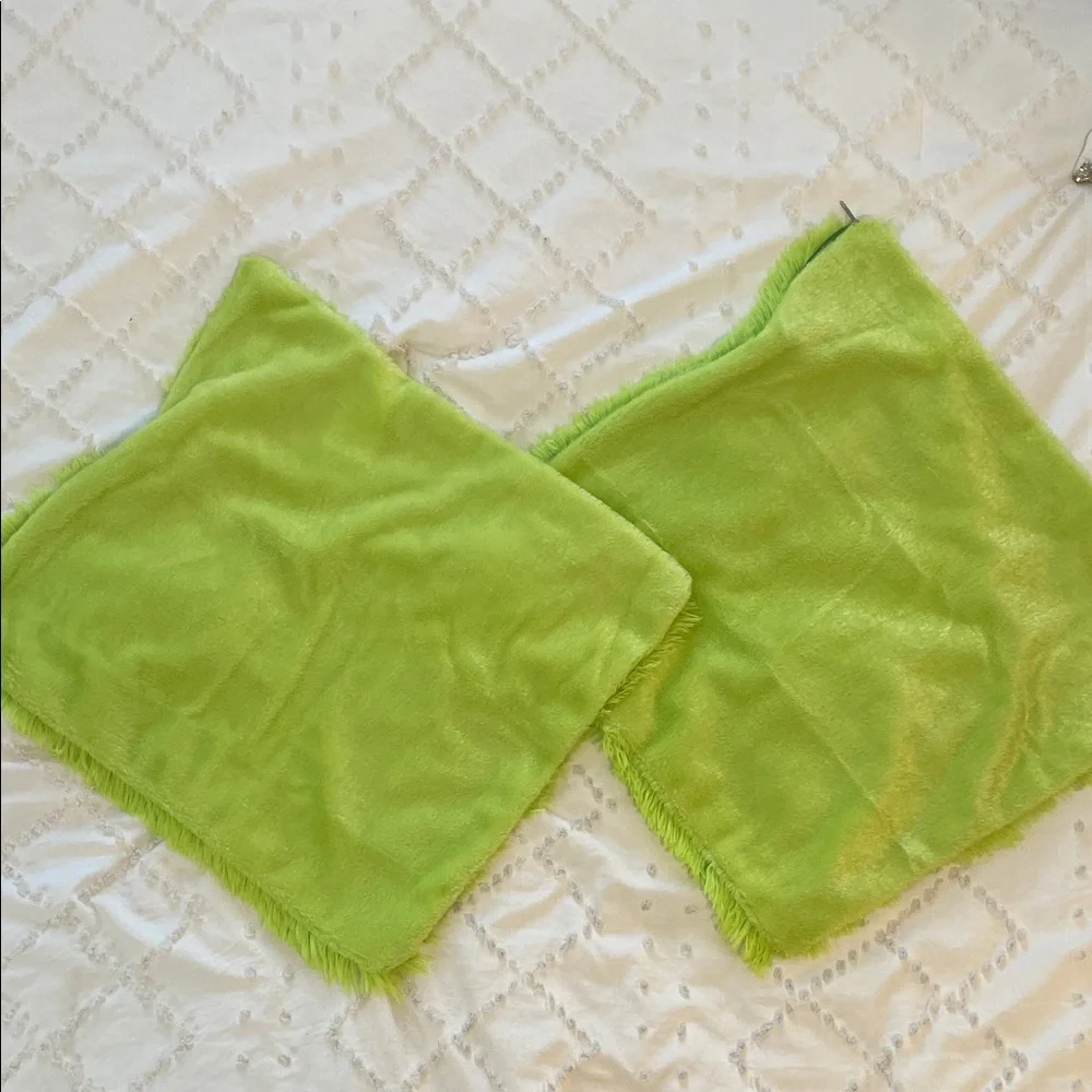 Lime Green Fuzzy Pillow covers set of 2 new